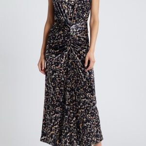 NWT SOLD OUT Nordstrom SAYLOR Al Sleeveless Ruched Velour Cheetah Dress Size S